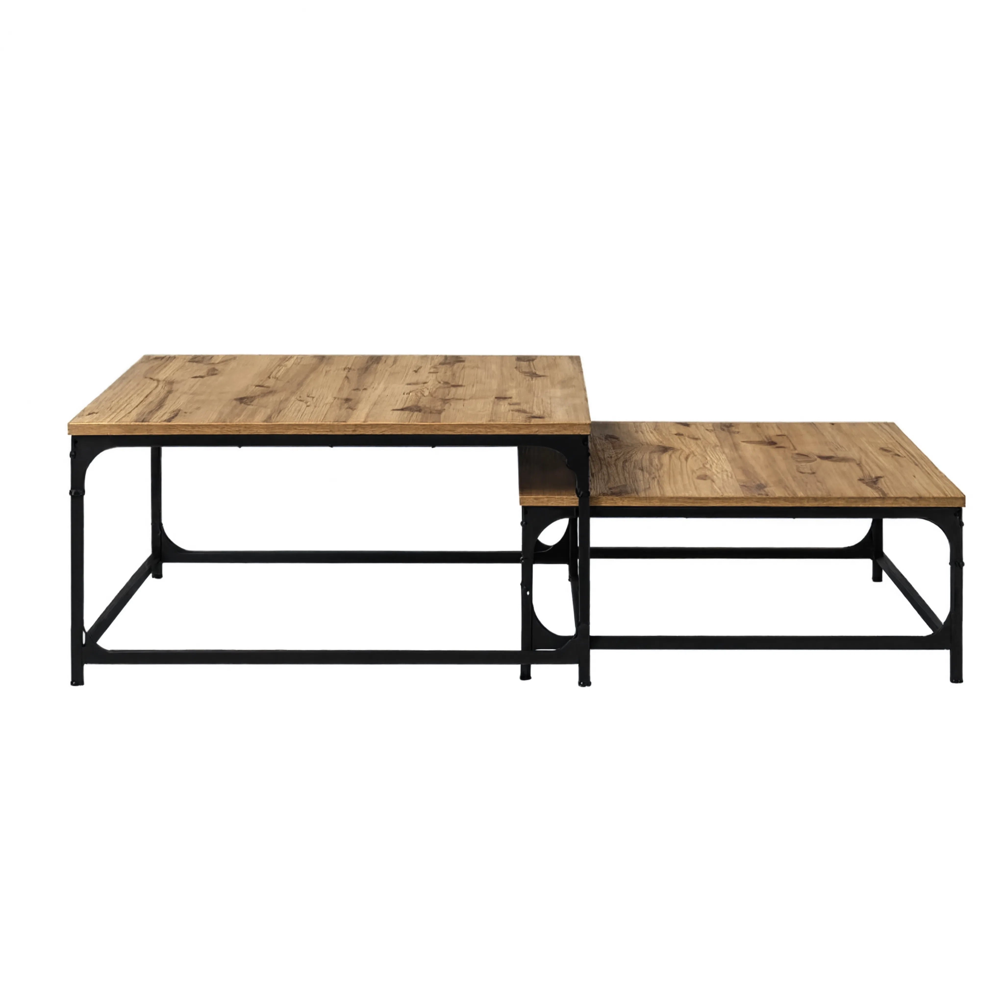 TALIA | Table basse gigogne carré en bois et métal