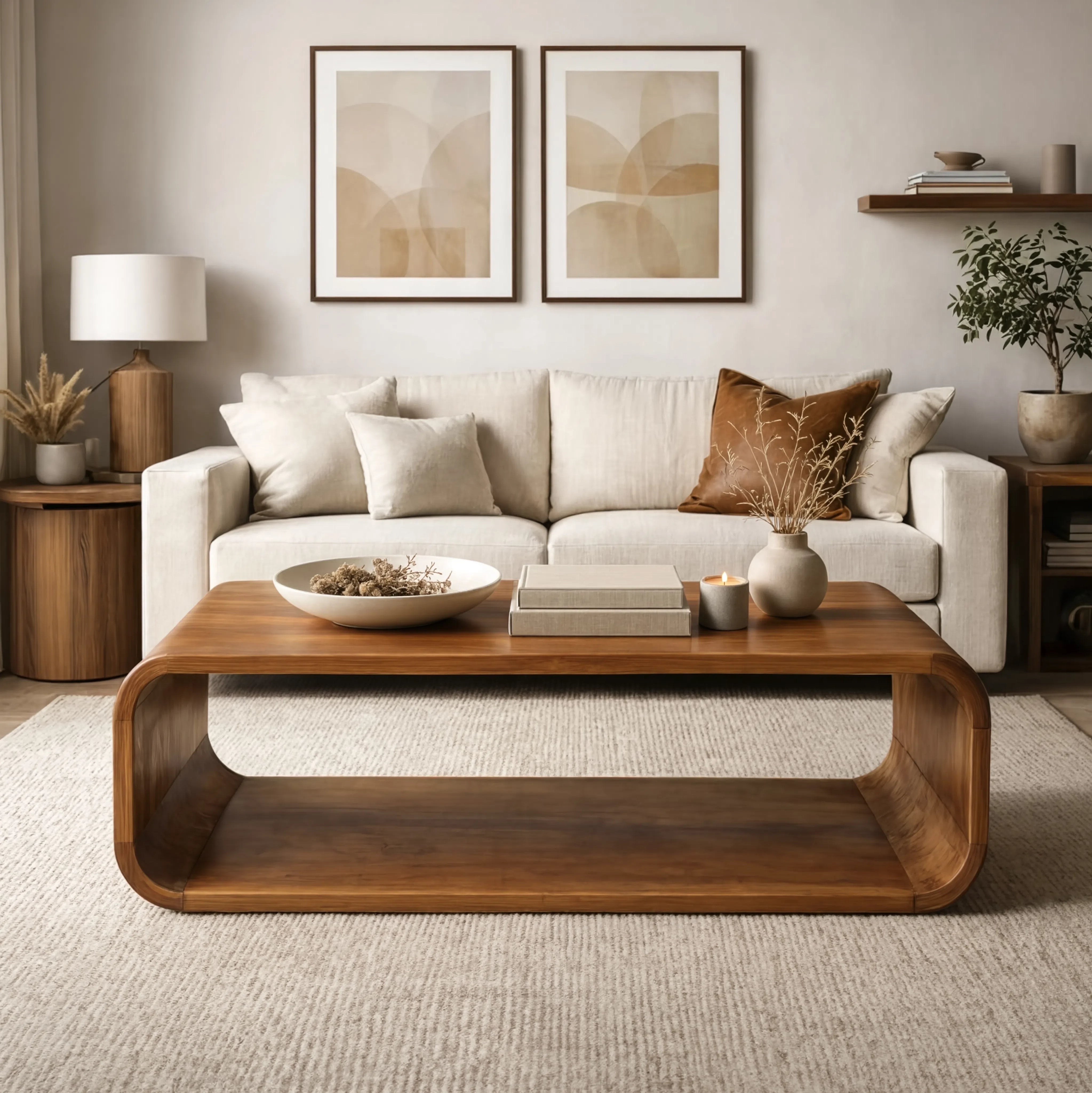 LIVIA | Table basse en acacia massif avec niche