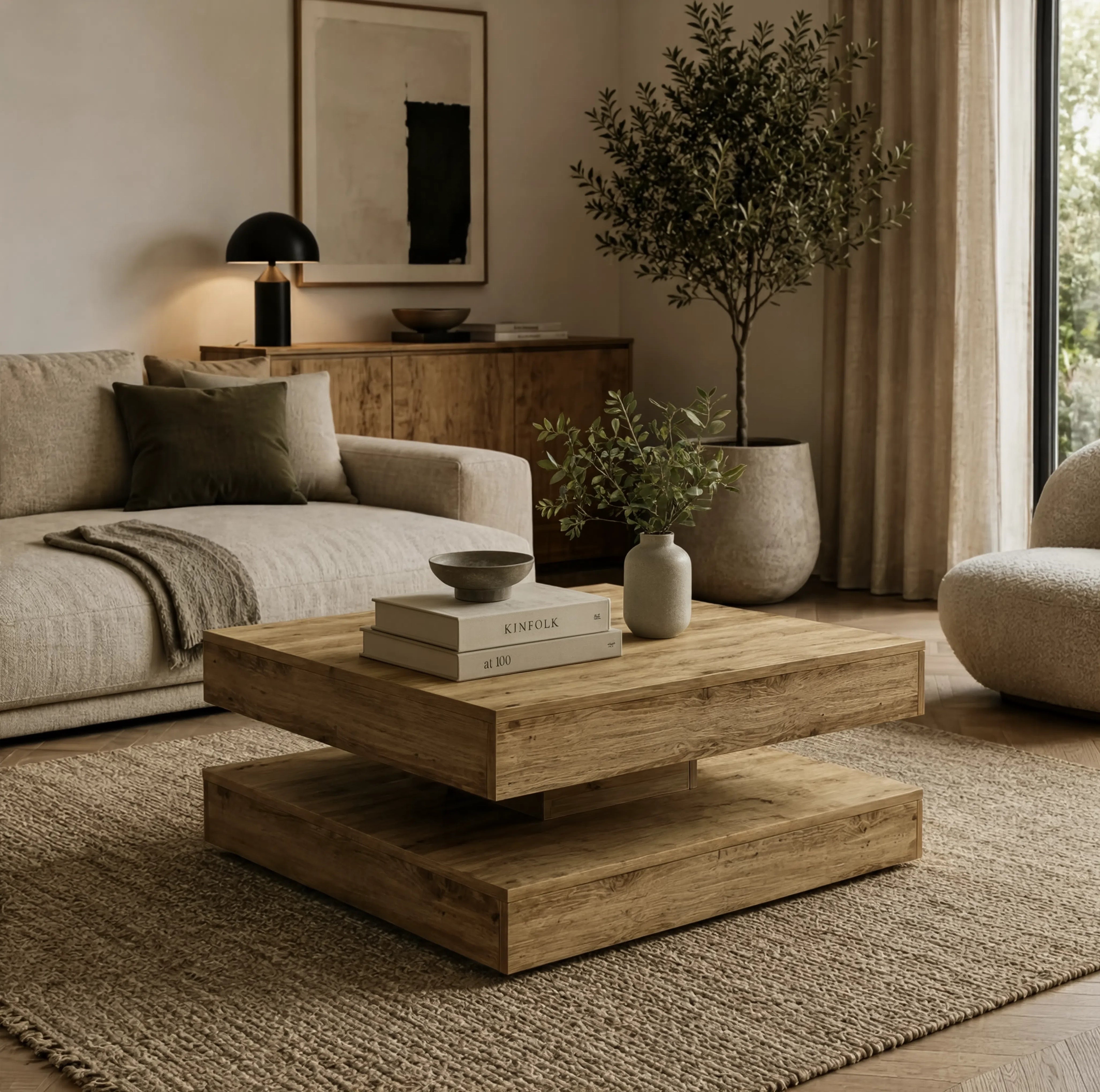NAYA | Table basse rotative à 360° en bois